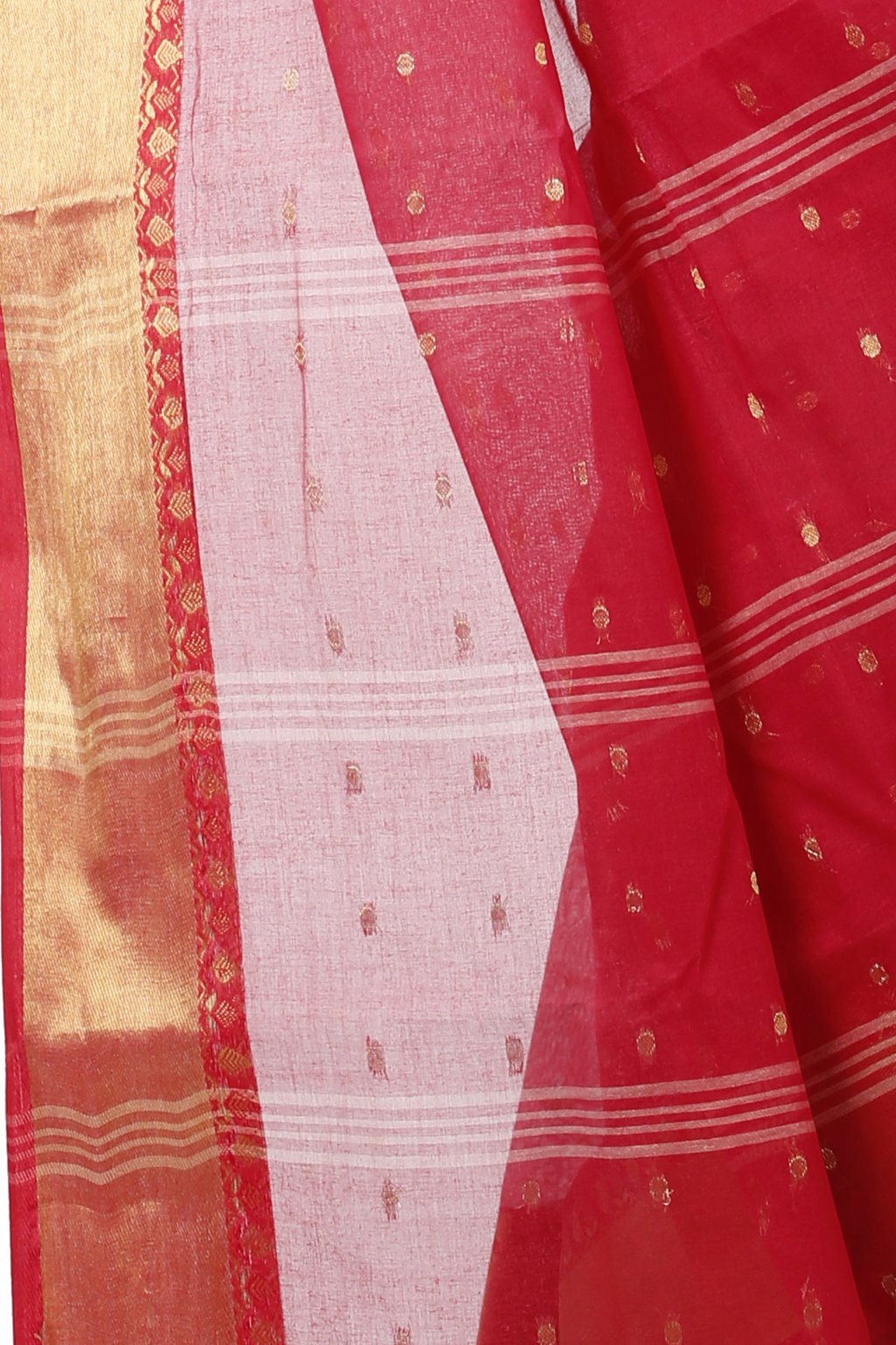 Red Pure Cotton JoriPar Tant Saree (5175)